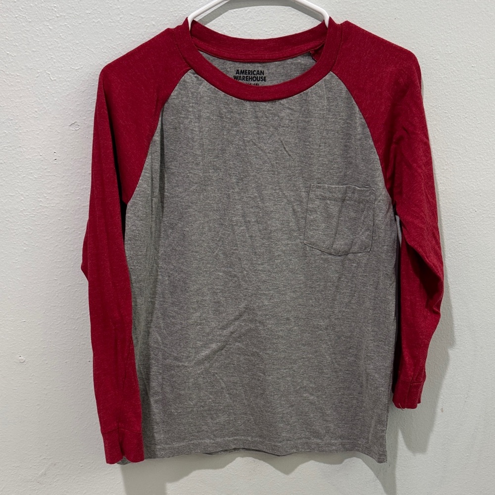 Red and Gray Kids Long Sleeve Tee
